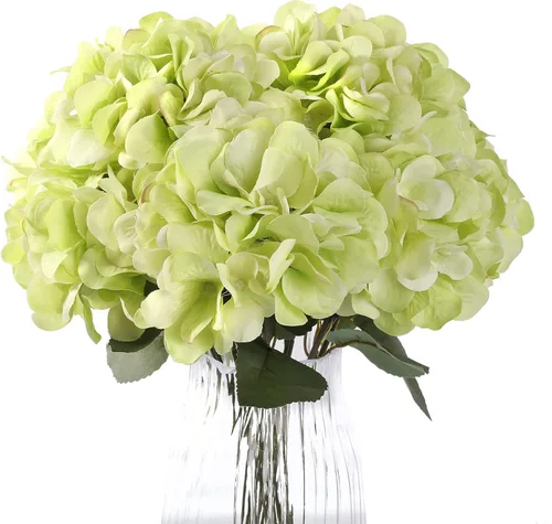 Miniatura 12 de Paquete de 2 flores de hortensias artificiales blancas, 10 cabezas de seda falsas para el hogar, boda, fiesta, centro de mesa, decoración de mesa