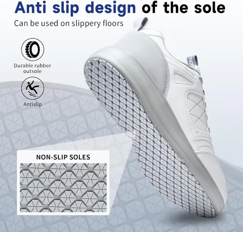 Miniatura 4 de Zapatos de trabajo antideslizantes para hombres, impermeables, resistentes al aceite, ligeros, duraderos, para cocina, restaurante, enfermería