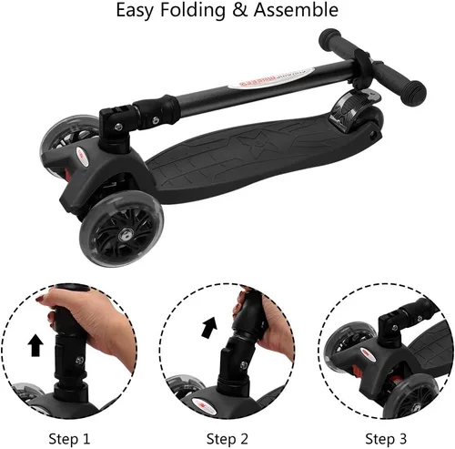Miniatura 7 de ChromeWheels Patinetes Plegables para Niños, Patinete Deluxe con 4 Alturas Ajustables, Límite de Peso 132 libras, 3 Ruedas, Inclínate para Dirigir #