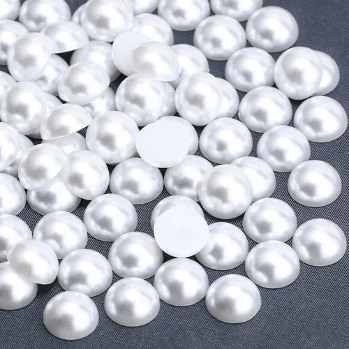 Miniatura 76 de 1500 PIEZAS 4mm Perlas Blancas de Media Parte Plana para Manualidades Joyería Álbum de Recortes Decoración de Uñas, Perlas de Parte Plana para Blanco