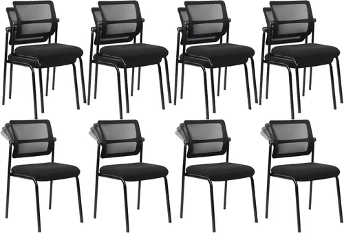 Miniatura 14 de CLATINA Silla de oficina apilable de malla con ruedas, sin brazos, silla apilable con soporte lumbar ergonómico, para conferencias, vestíbulo