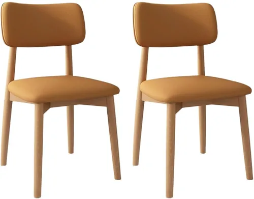 Miniatura 54 de YVYKFZD Solid Wood Dining Chairs, Kitchen Chairs Set with Curved Backrest, Leather Upholstered Dining Room Chair, Armless Living Room Chair, for