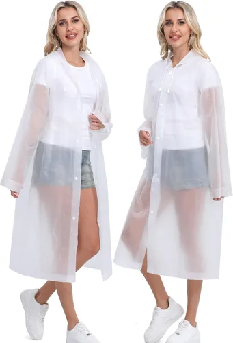 Miniatura 79 de 2 abrigos de lluvia de Borogo para adultos, chaquetas de lluvia reutilizables para hombres y mujeres