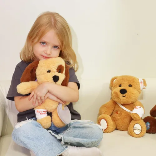 Miniatura 7 de Hopearl Adorable regalo de oso con brazo roto, animal de peluche suave, compañero reconfortante, marrón, 10 pulgadas