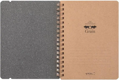 Miniatura 3 de DESIGNPHIL 15223006 Midori Ring Notebook, grano, deformación B6, marrón oscuro