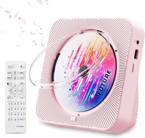 Miniatura 10 de Reproductor de CD portátil Bluetooth 5.1 reproductor de CD de escritorio con altavoces de sonido de alta fidelidad, control remoto, cubierta Negro