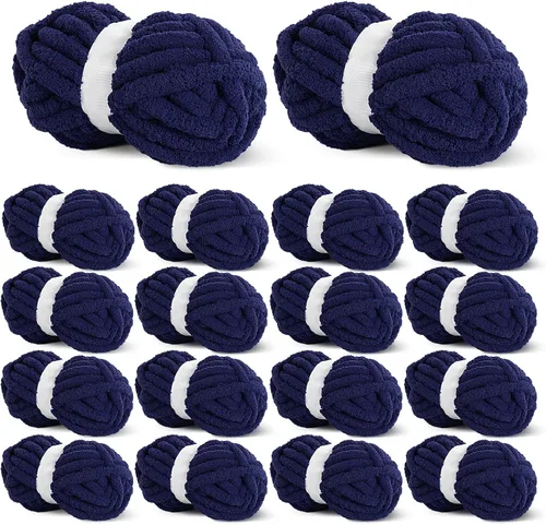 Miniatura 29 de HOMBYS Hilo de Chenille Grueso Carbón para Crochet, Hilo Grueso Espeso y Esponjoso para Tejer, Hilo Súper Grueso para Tejer Mantas a Mano, Hilo