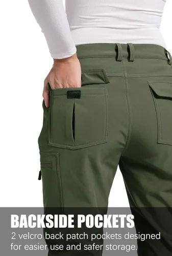 Miniatura 3 de LINLANG EN Pantalones de senderismo impermeables con forro polar para mujer, aislados, softshell, cálidos, para invierno y esquí