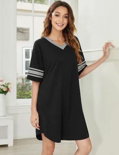 Miniatura 2 de Ekouaer - Camisón de manga corta para mujer