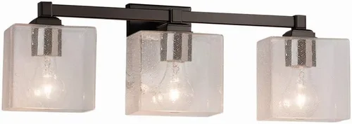 Fusion Regency - Barra de baño de 3 luces - Pantalla rectangular - Crackle esmerilado, FSN-8433-55-SEED-DBRZ