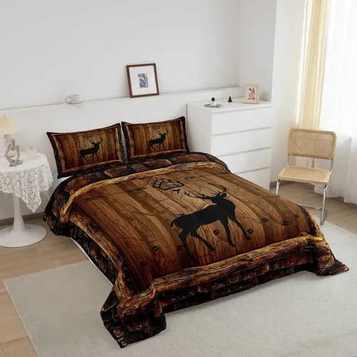 Miniatura 3 de Feelyou juego de ropa de cama con diseño de ciervo para niños y niñas, tamaño twin, con huella de pata de ciervo, juego de edredón ultra suave