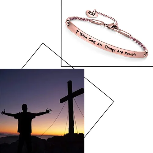 Miniatura 7 de MYOSPARK Pulsera de joyería religiosa Mateo de 1926 pulgadas con Dios All Things are Possible