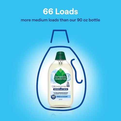 Miniatura 5 de Seventh Generation Detergente para ropa, ultra concentrado EasyDose, libre y transparente, 23.1 onzas líquidas (paquete de 2)