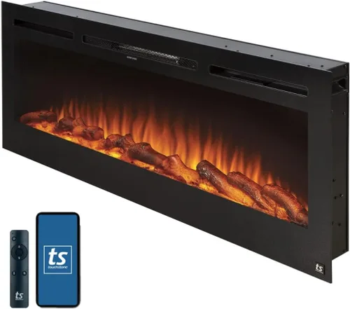 Touchstone Chimenea Eléctrica Inteligente - The Sideline de 50" de Ancho - Empotrada en Pared - 30 Opciones Realistas de Color de Brasa/Llama -