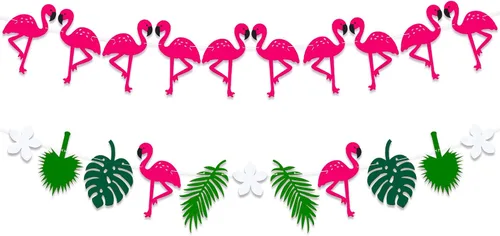 Guirnalda de flamencos de fieltro de 10 pies, paquete de 2, no se puede hacer tú mismo, pancarta de verano para decoraciones de fiesta de flamenco