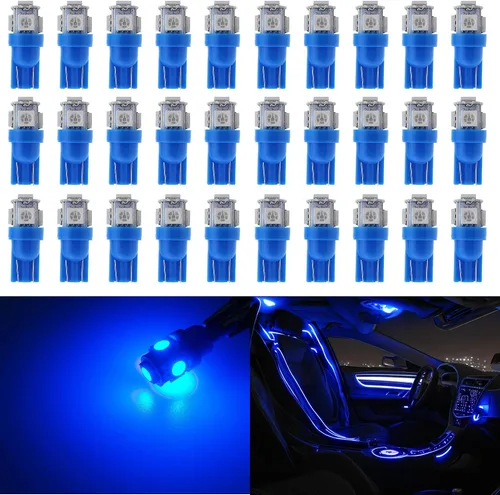 Miniatura 15 de 30 piezas de bombillas LED súper brillantes 194 azul+blanco+rojo T10 LED en cuña 5SMD 5050 Chips bombilla LED 168 para W5W 2825 158 501 luces