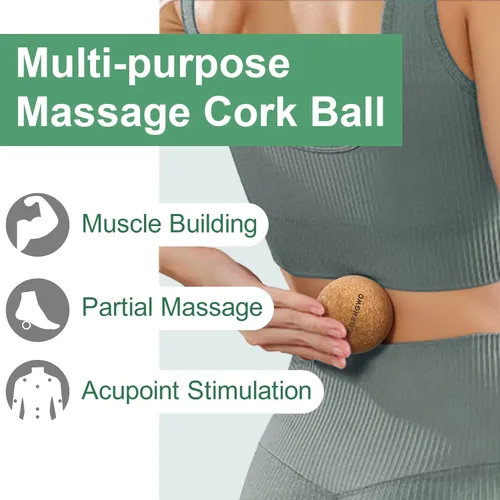 Miniatura 7 de COENGWO Bola de lacrosse de corcho, bola de terapia de tensión muscular de tejido profundo para terapia de punto de activación, dolor muscular