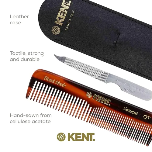 Miniatura 5 de Kent NU19 Set de regalo, con peine de bolsillo de dientes finos y dientes anchos OT para cabello, bigote y barba para hombres, mujeres y niños.