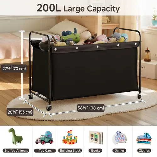 Miniatura 2 de StorageWorks Caja de juguetes con ruedas para niños, baúl y organizador de almacenamiento de juguetes extra grande de 200 litros, caja de juguetes