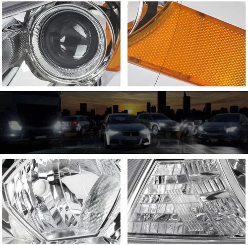 Miniatura 4 de Conjunto de faros delanteros para proyector compatible con Honda Accord Coupe 08-12 Faros delanteros con carcasa cromada esquina ámbar