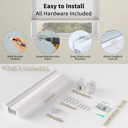 Miniatura 7 de MYshade Persianas celulares sin cordones para ventanas de interior, con celda de panal, de 1.5 pulgadas, tela transparente de acordeón, fácil