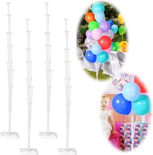 Leyndo Juego de 4 soportes para globos de 63 pulgadas de altura transparente para soportes de suelo para centro de mesa para decoración de