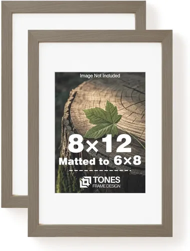 Miniatura 28 de TONES FRAME DESIGN Juego de 2 portarretratos de 5 x 7 pulgadas con acabado de chapa de madera maciza de roble de 5 x 7 pulgadas con paspartú de 4 x