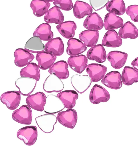 Miniatura 42 de MECCANIXITY 60 calcomanías acrílicas de diamantes de imitación de corazón de 0.315 in con parte trasera plana, gemas de plástico para manualidades
