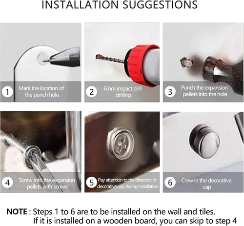 Miniatura 6 de 2 perchas plegables para colgar en la pared, con brazo oscilante, gancho de acero inoxidable resistente para baño, dormitorio, cuarto de servicio