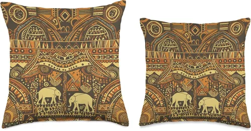 Miniatura 3 de Logiamerch Patterns Patrón africano con elefante, almohada Love Africa, 16 x 16 pulgadas, multicolor