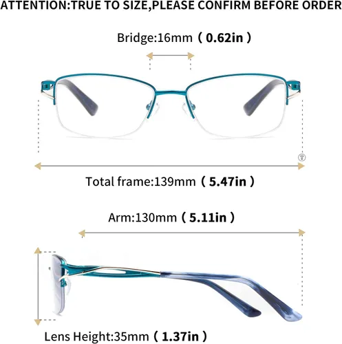Miniatura 7 de LianSan Metal Zero Top - Gafas de lectura progresivas multienfoque para mujeres, con bloqueo de luz azul de medio borde, parte superior