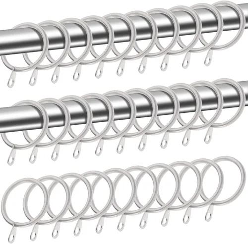 Miniatura 8 de Shappy Paquete de 40 anillos de metal para cortinero con ojales de diámetro interno de 0.98 pulgadas, se adapta a cortineros de hasta 0.7 pulgadas