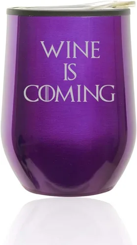 Miniatura 3 de Stemless Wine Tumbler Coffee Travel Mug Glass With Lid Wine Is Coming Funny (Turquoise Teal)