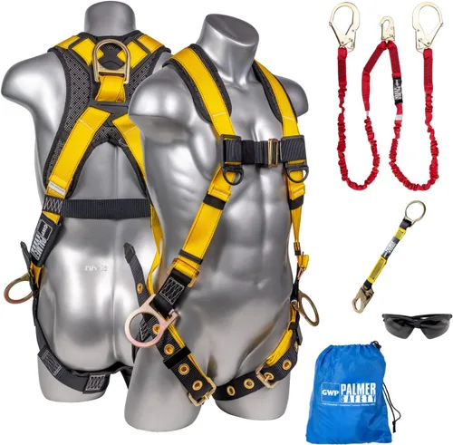 Miniatura 11 de Palmer Safety Kit de arnés de seguridad para protección contra caídas I Arnés de construcción + varios cordones + extensor de anillo en D