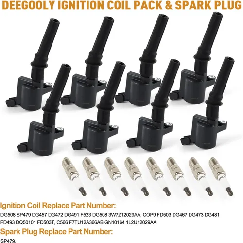 Miniatura 2 de 8PCS Paquete de 8 bobinas de encendido DG508 y bujías de iridio SP479 compatibles con F-ord LINCOLN MERCURY CROWN VICTORIA ECONOLINE PICKUP MUSTANG