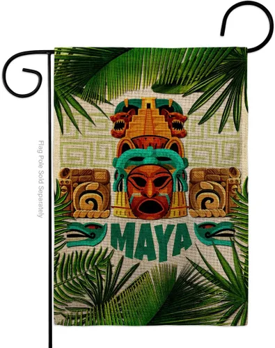 Maya - Bandera de arpillera para jardín, regional de México, Estados Unidos, mexicanos, área particular, pequeña, decorativa, para regalo, patio,