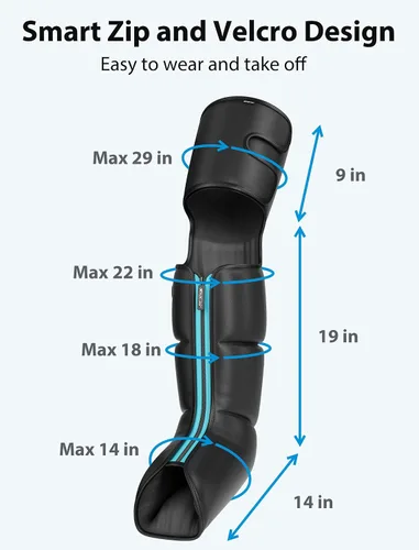 Miniatura 8 de Masajeador de piernas inalámbrico CINCOM, compresión de aire para dolor y circulación 3 massage modes, 10 intensities, 5 timers, Rechargeable