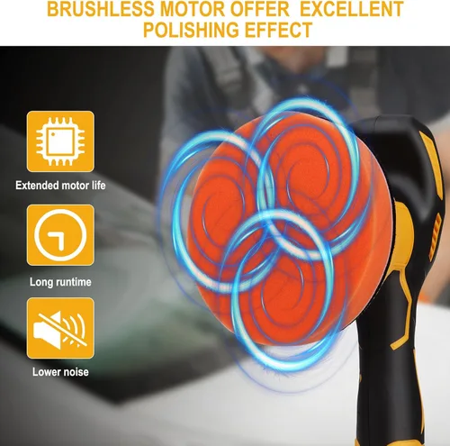 Miniatura 3 de Pulidor de búfer compatible con batería Dewalt de 20 V, 8 pulidores de velocidad variable y pulidor para pulidor orbital de detalles de automóvil