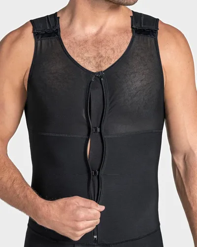 Miniatura 3 de Body completo de compresión con control de abdomen faja moldeadora postquirúrgica para hombre