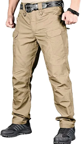 HYCOPROT Pantalones tácticos para hombre Ripstop repelente al agua ligeros casuales de secado rápido 10 bolsillos pantalones de trabajo