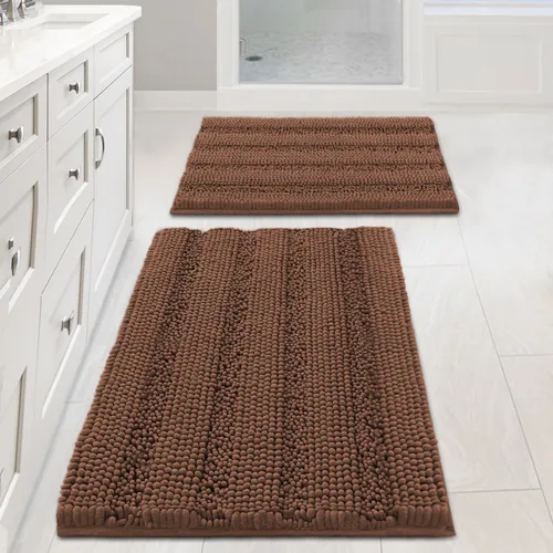 Miniatura 128 de H.VERSAILTEX - Alfombras de baño, juego de 2 piezas, alfombra de contorno para baño, juego de alfombras para inodoro, alfombra antideslizante