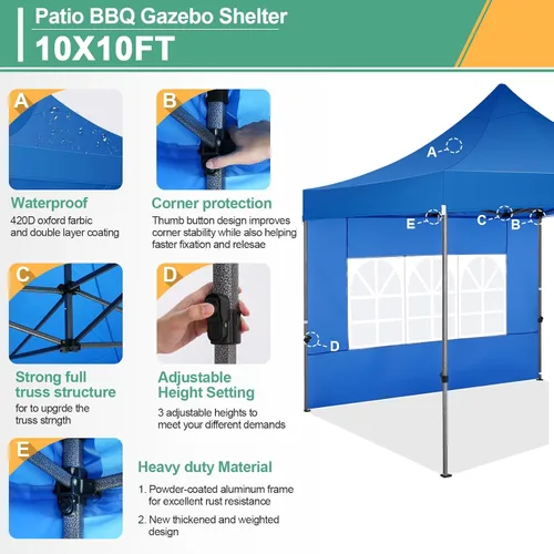 Miniatura 141 de COBIZI Tienda de campaña desplegable de 6.6 x 6.6 pies, toldo resistente, fácil de instalar, impermeable, para exteriores, fiestas, playa, jardín