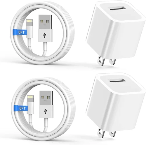 Miniatura 10 de iPhone Charger,[MFi Certified] 2Pack 6FT Lightning Cable Data Sync Charging Cords With 2Pack USB Wall Charger Travel Plug Adapter Compatible with