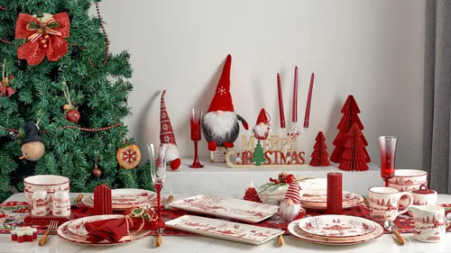 Miniatura 7 de Bico Toile De Jouy Winter Wonderland - Juego de salero y pimentero con soporte para trineo, coctelera de cerámica pintada a mano con soporte
