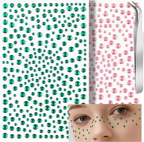 Miniatura 8 de Teenitor Gemas para Rostro Maquillaje Diamantes de Imitación Pegatinas Autoadhesivas, 650 Piezas Joyas para Ojos de Maquillaje para Festivales