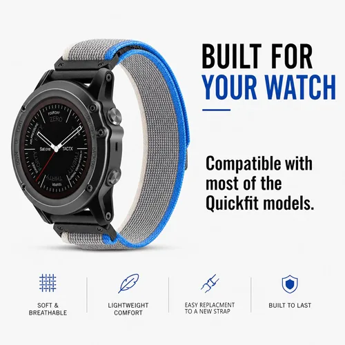Miniatura 8 de Correas de reloj Quickfit de 1.024 in compatibles con Garmin Fenix 8 2.008 in 7x 6x Pro Tactix 7 Pro 5x Plus Enduro 3 2, Alpine Loop correas de Gris