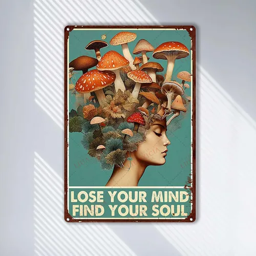 Miniatura 2 de Cartel de hojalata con texto en inglés «Lose Your Mind Find Your Soul Mushrooms Hunters», póster artístico de 8.00 x 12.00 pulgadas