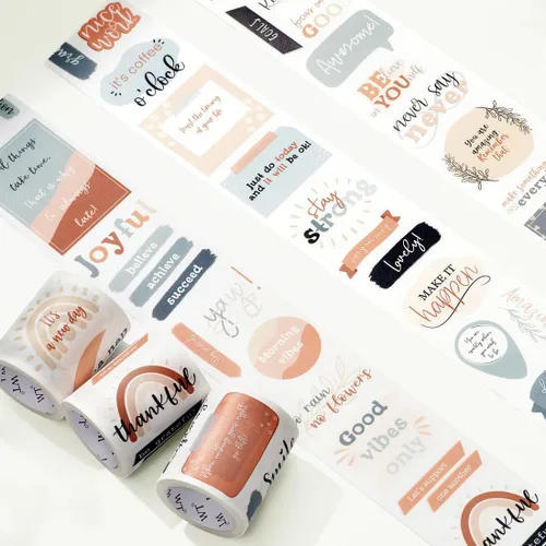 WT Juego de Pegatinas de Cinta Washi Motivacionales, 3 Rollos, Diseños Originales, Pegatinas de Palabras Inspiracionales con Marco, Cinta Decorativa