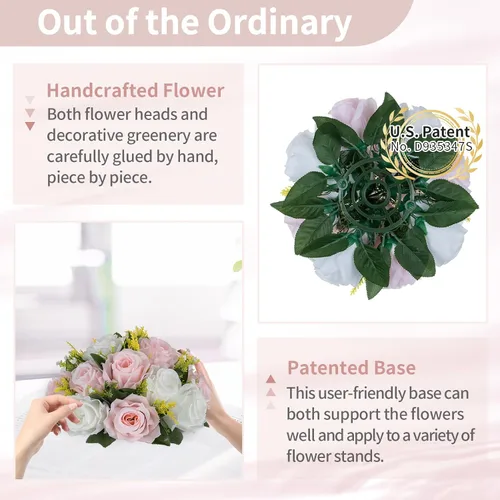 Miniatura 125 de NUPTIO Centros de mesa de flores para mesas de boda: arreglo de bolas de flores artificiales rosa y blanco para bodas, fiestas, 2 piezas de rosas