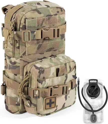Miniatura 15 de Paquete de Hidratación Táctica Pequeña MOLLE Transportador de Vejiga de Agua para Exteriores para Chaleco Mochila, Negro, Pequeño, Mochilas Daypack